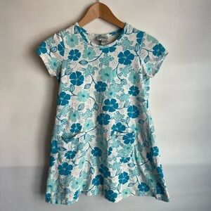 Lilly Pulitzer Floral Turtle Print Kids T-Shirt Dress Size 10 teal and white